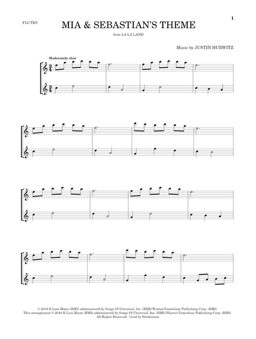 Mia & Sebastian's Theme (from La La Land) - Justin Hurwitz (Flute Duet)