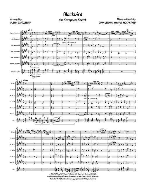 Blackbird (Arr. Glenn G. Pillsbury) - The Beatles (Small Ensemble)