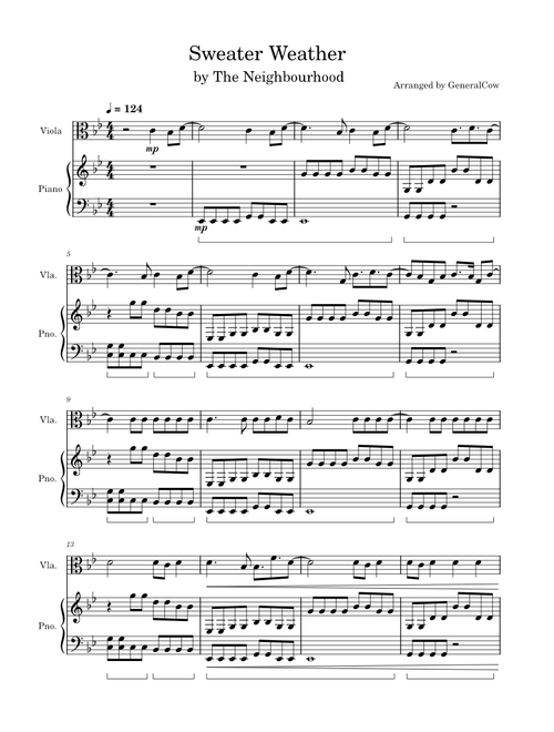 Sweater weather – The Neighbourhood (Viola Solo w/ Piano Accompaniment)