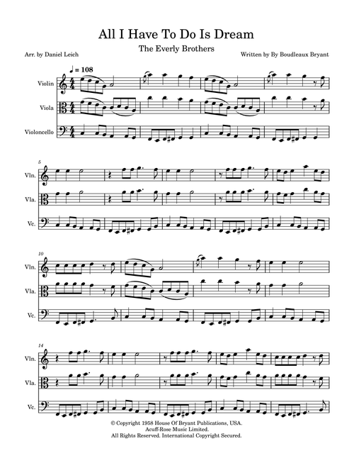 All I Have To Do Is Dream (Arr. Daniel Leich) - The Everly Brothers (String Ensemble)