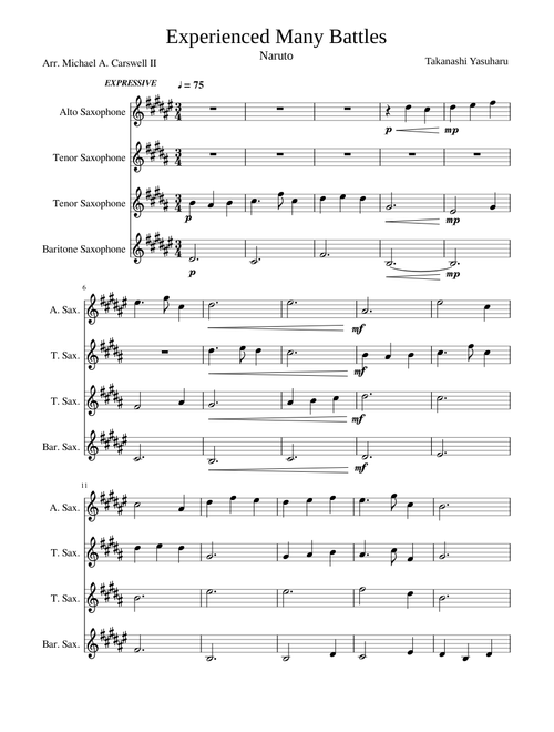 Naruto Shippuden: Experienced Many Battles (SAX QUARTET)