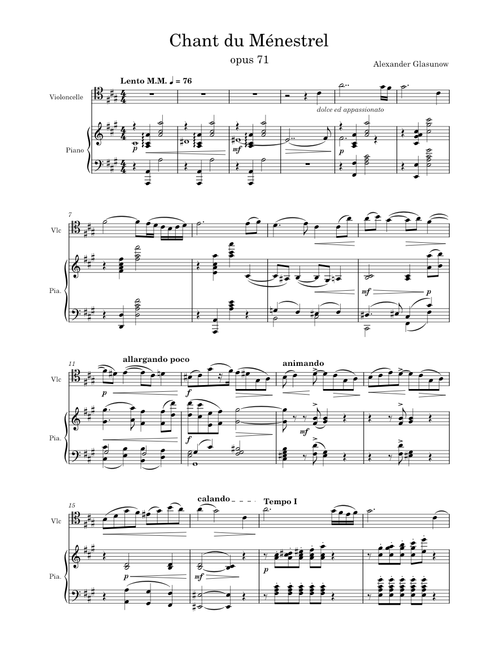 Chant du ménestrel, Op.71 – Aleksandr Glazunov