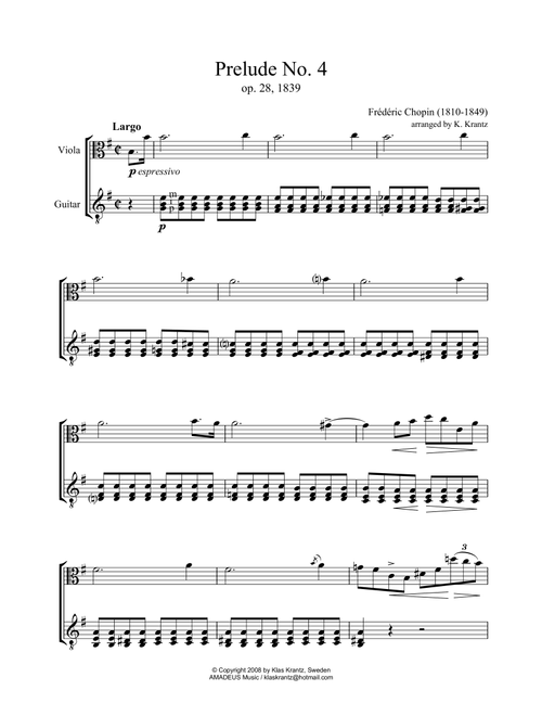 Prelude op. 28 No. 4 & 7 for viola and guitar (Arr. K. Krantz) - F. Chopin (Instrumental Duet)
