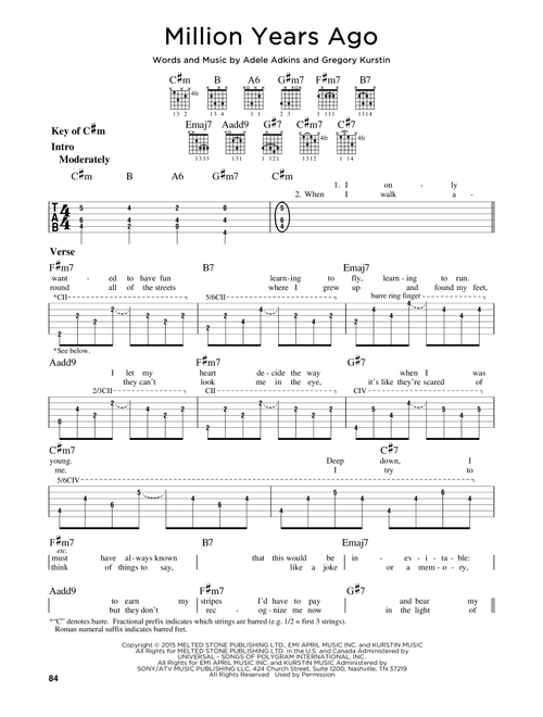 Million Years Ago - Adele (Guitar Lead Sheet)