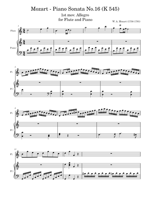 Mozart - Piano Sonata No.16 (K 545) Allegro