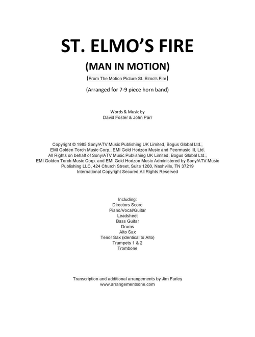 St. Elmo's Fire (Man In Motion) (Arr. Jim Farley) - John Parr, David Foster (Large Ensemble)