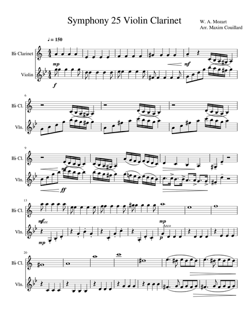 Symphony 25 Violin Clarinet Duet
