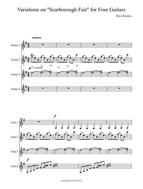 Variations on "Scarborough Fair" for Four Guitars