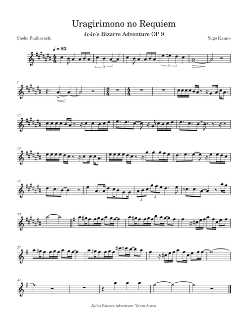Uragirimono no Requiem – Daisuke Hasegawa Trumpet(Bb) – Daisuke Hasegawa - Uragirimono no Requiem