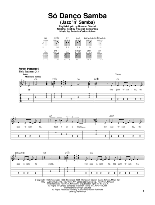 Jazz 'N' Samba - Antonio Carlos Jobim (Easy Guitar with TAB)