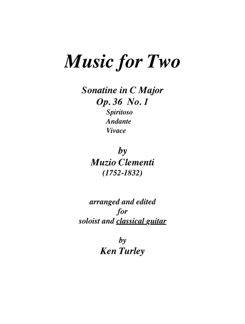Music for Two Clementi "Sonatine in G Major" (Arr. Ken Turley) - Muzio Clementi (Small Ensemble)