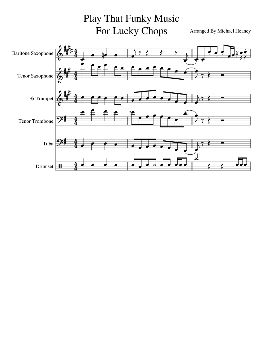Play That Funky Music For Lucky Chops Sheet Music for Tuba, Trombone ...