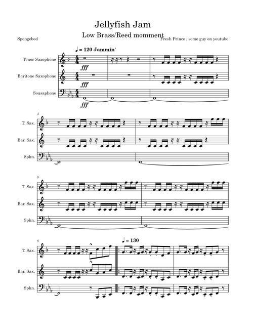 Spongebob squarepants - jellyfish jam – Misc Cartoons Jellyfish Jam, Sousaphone and Low Reed ditty