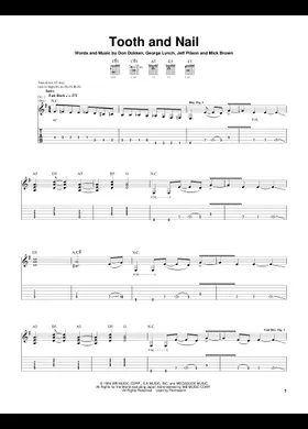 Free Tooth And Nail by Dokken sheet music | Download PDF or print Free Tooth And Nail by Dokken sheet music | Download PDF or print