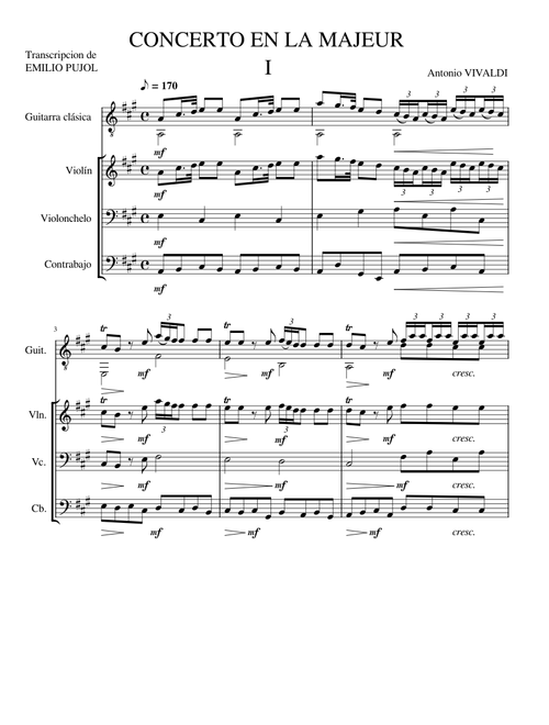 Concerto en A majeur- 1 mov – Antonio Vivaldi