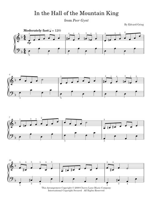 In The Hall of The Mountain King - Edvard Grieg (Easy Piano)
