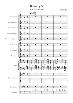 Blues by five (percussion ensemble) Sheet Music for Vibraphone