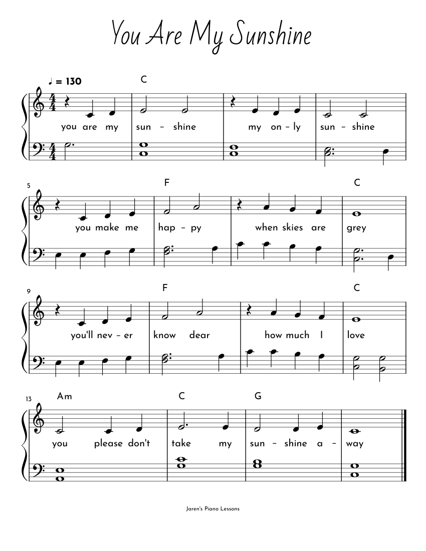 You Are My Sunshine Sheet music for Piano (Solo)
