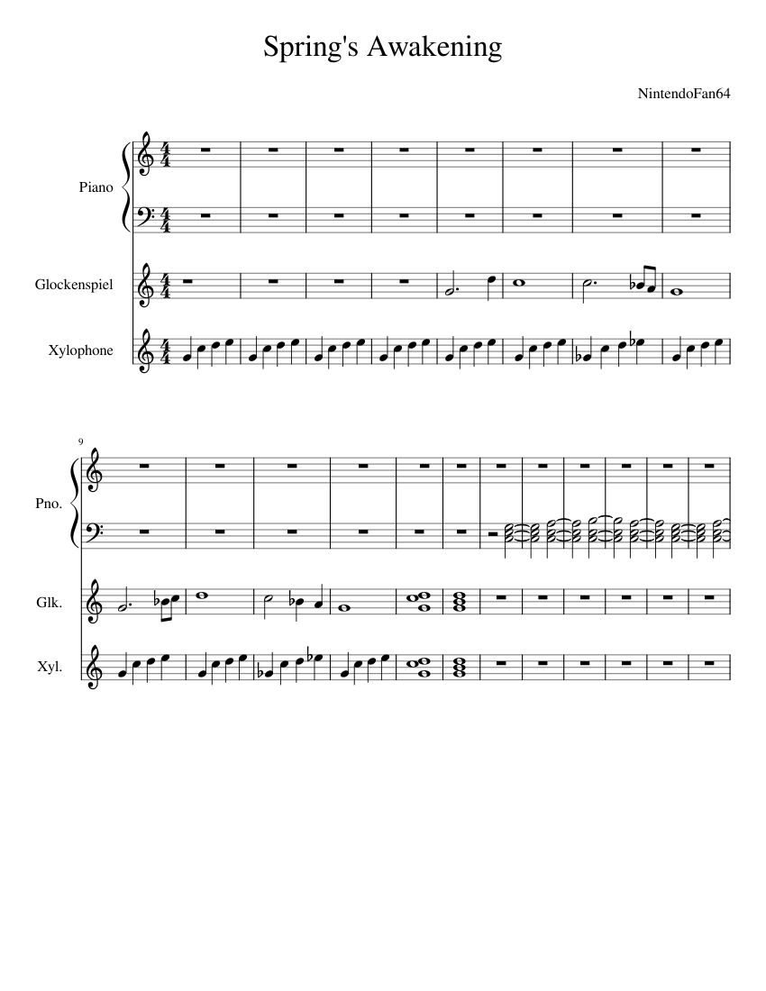 Spring's Awakening Sheet music for Piano, Glockenspiel, Xylophone ...