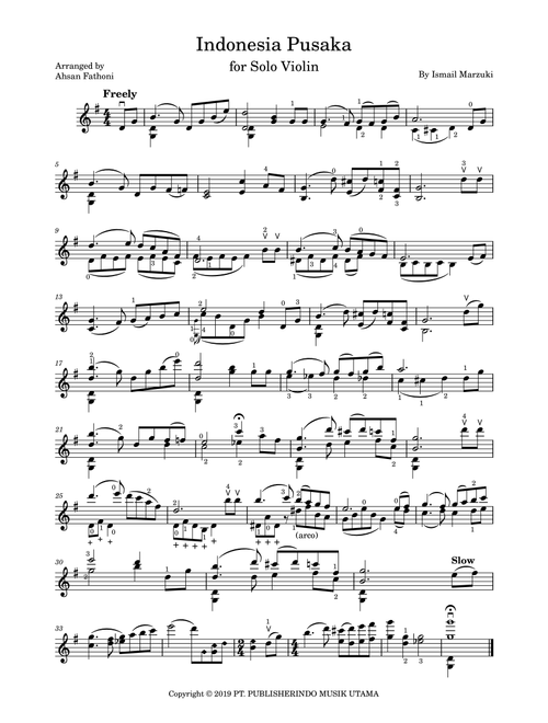 Indonesia Pusaka (Arr. Ahsan Fathoni) - Ismail Marzuki (Violin Solo)