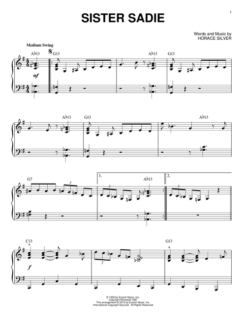Sister Sadie (arr. Brent Edstrom) - Horace Silver (Piano Solo)