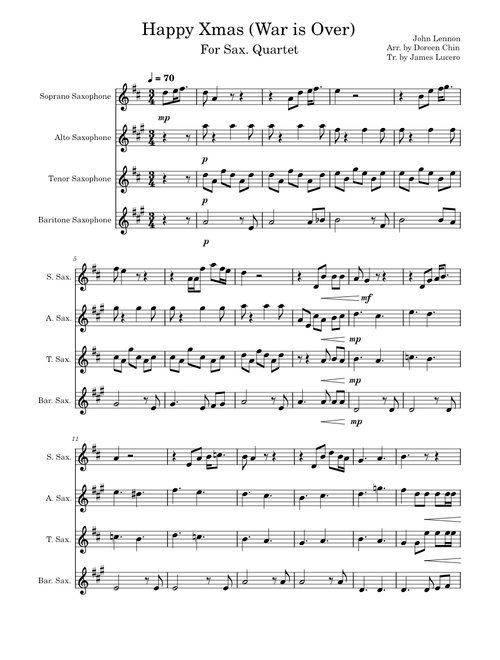 Happy xmas war is over for Sax Quartet