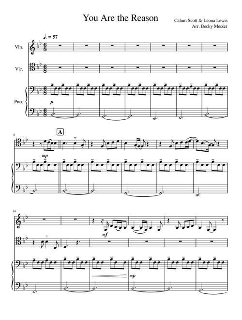 You Are the Reason (Piano, Violin, Cello trio)