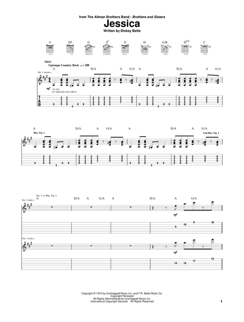 Jessica - Allman Brothers Band, Dickey Betts (Guitar Tab)