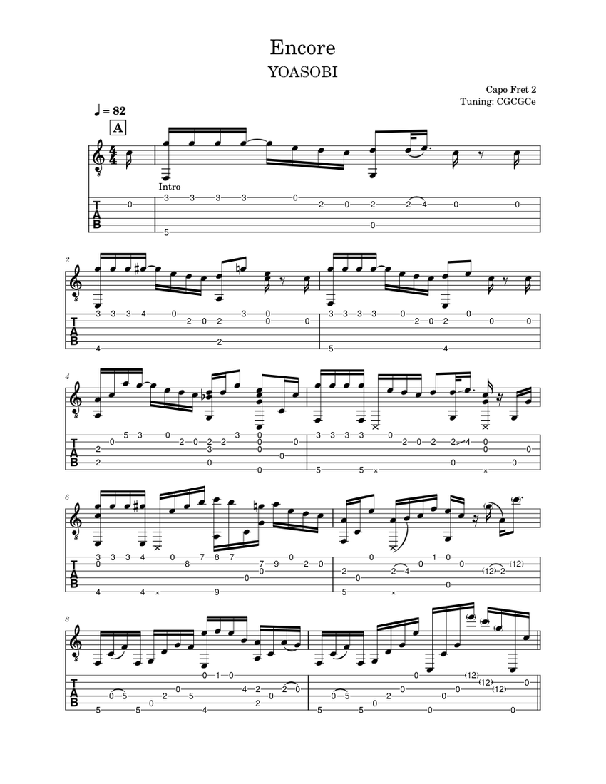 Encore - YOASOBI Sheet Music for Guitar (Solo) | MuseScore.com