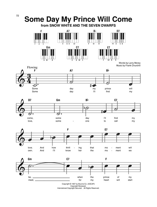 Some Day My Prince Will Come (from Snow White And The Seven Dwarfs) - Adriana Caselotti (Super Easy Piano)
