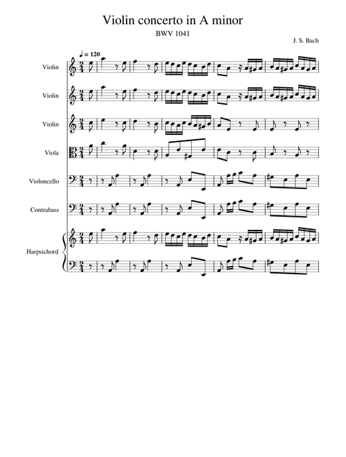BWV 1041: Violin Concerto in A Minor (Violin Sound)