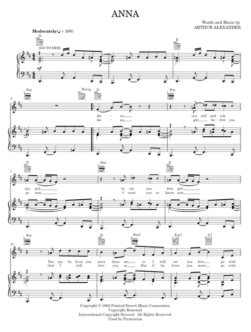 Anna - The Beatles (Piano-Vocal-Guitar)