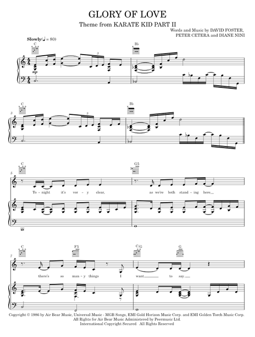 Glory Of Love - David Foster, Peter Cetera (Piano-Vocal-Guitar)