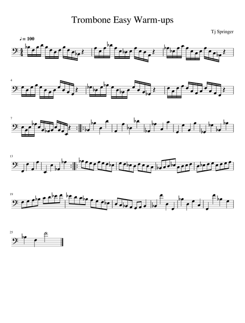 Trombone Easy Warm-ups