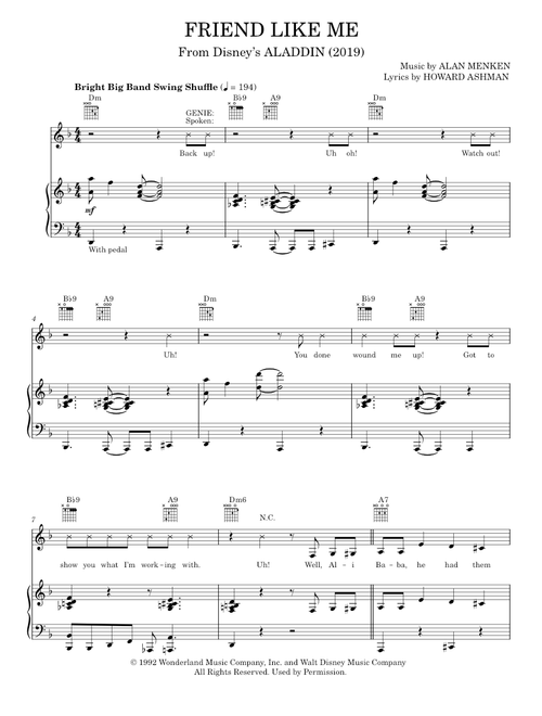 Friend Like Me (from Disney's Aladdin) - Will Smith (Piano-Vocal-Guitar)