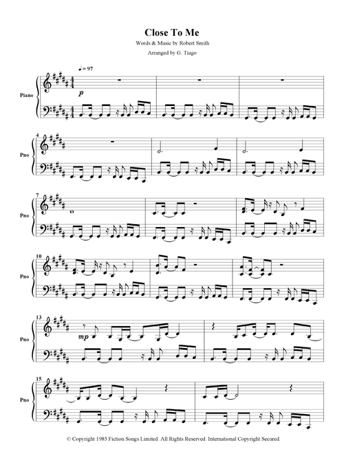 Close To Me (Arr. G. Tiago) - The Cure (Piano Solo)