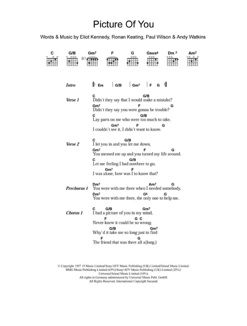 Picture Of You - Boyzone (Guitar Chords-Lyrics)
