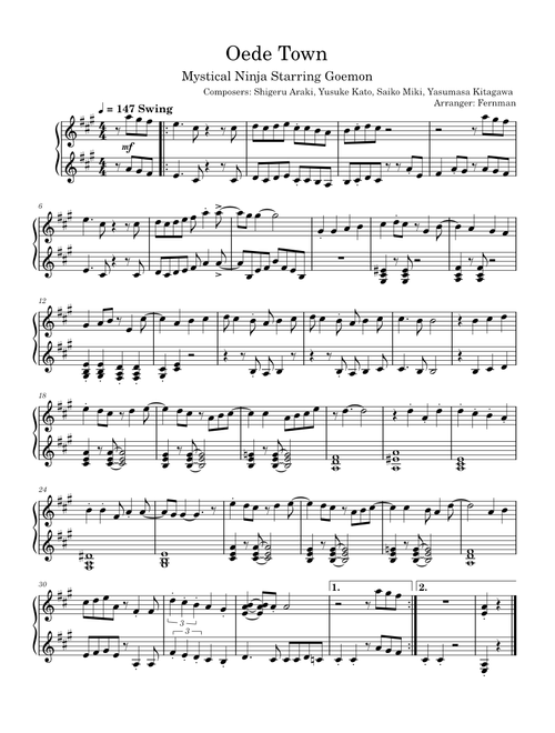 Goemon's Great Adventure / Mystical Nija sheet music by
