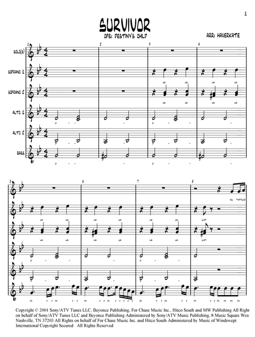 Survivor (Arr. Brian Haverkate) - Destiny's Child (Choral, SSA)