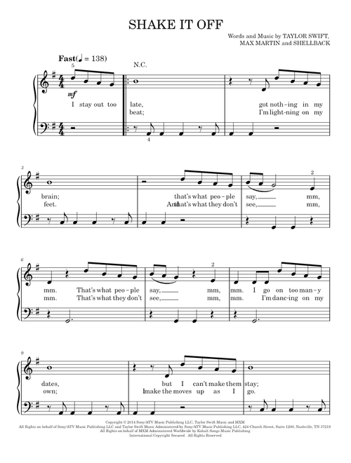Shake it off - Taylor Swift (Easy Piano)