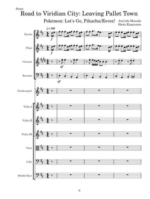 Road to Viridian City: Leaving Pallet Town (Pokémon: Let's Go, Pikachu/Eevee!) - Transcribed Score