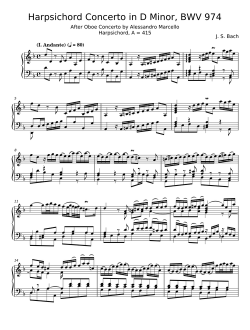 Concerto in D minor, BWV 974 - Johann Sebastian Bach