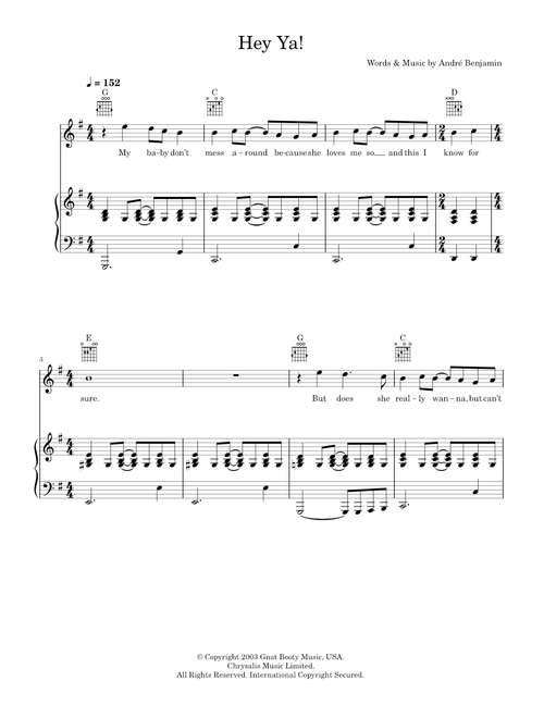 Hey Ya! - OutKast (Piano-Vocal-Guitar (Piano Accompaniment))