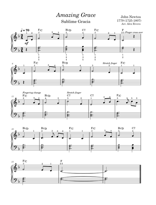 Easy Amazing Grace (Solo Piano)