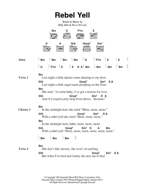 Rebel Yell - Billy Idol (Guitar Chords-Lyrics)