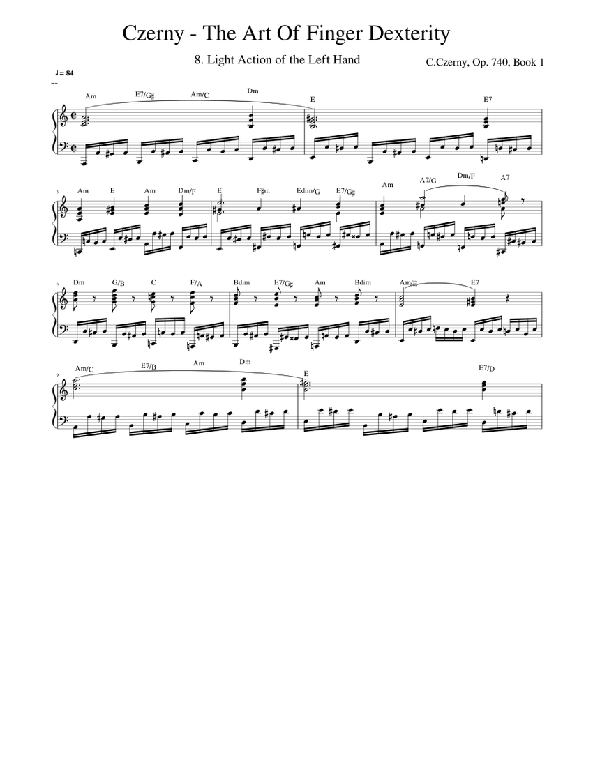 Czerny - The Art Of Finger Dexterity (Op. 740) - No. 8 Sheet