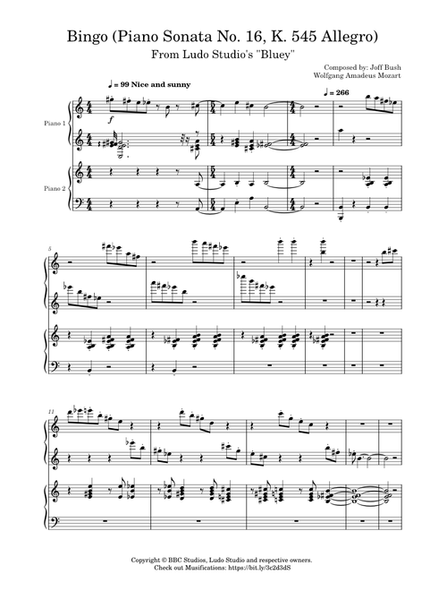 Bingo - Piano Sonata No.16, K. 545, Allegro (from Ludo Studios' "Bluey") – Wolfgang Amadeus Mozart, Joff Bush