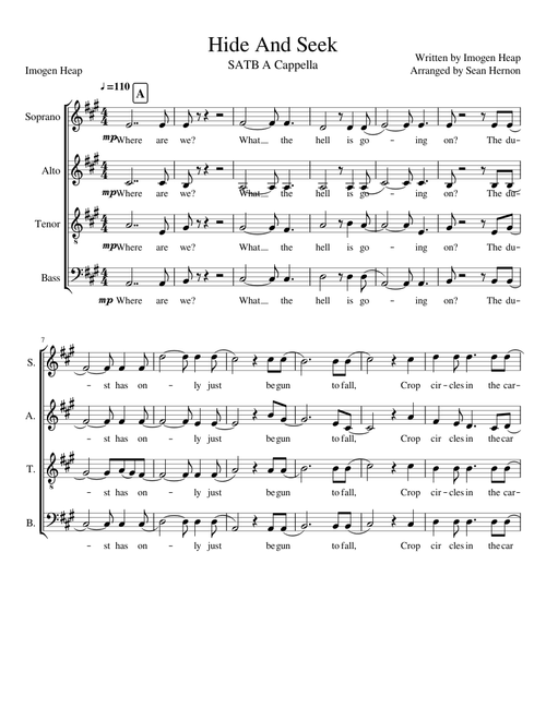Hide And Seek SATB A Cappella
