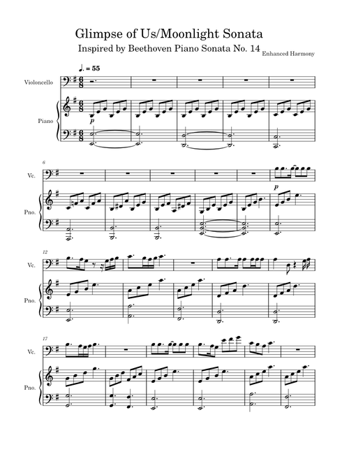 Glimpse of Us/Moonlight Sonata(piano/cello)