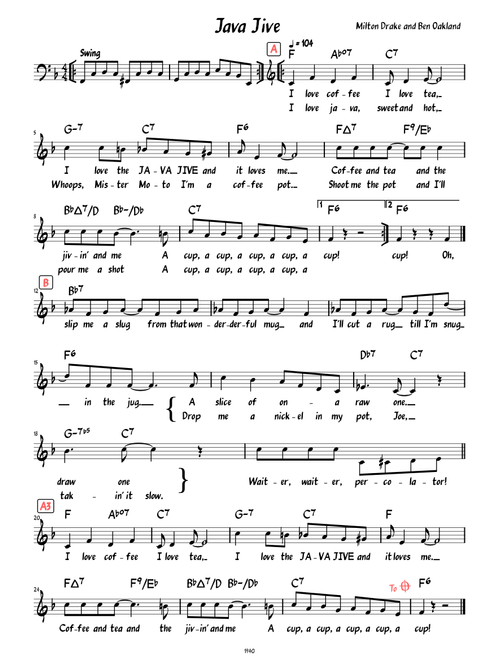 Java Jive (Lead sheet with lyrics )